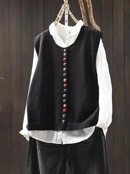 Classic Button Front Knit Vest