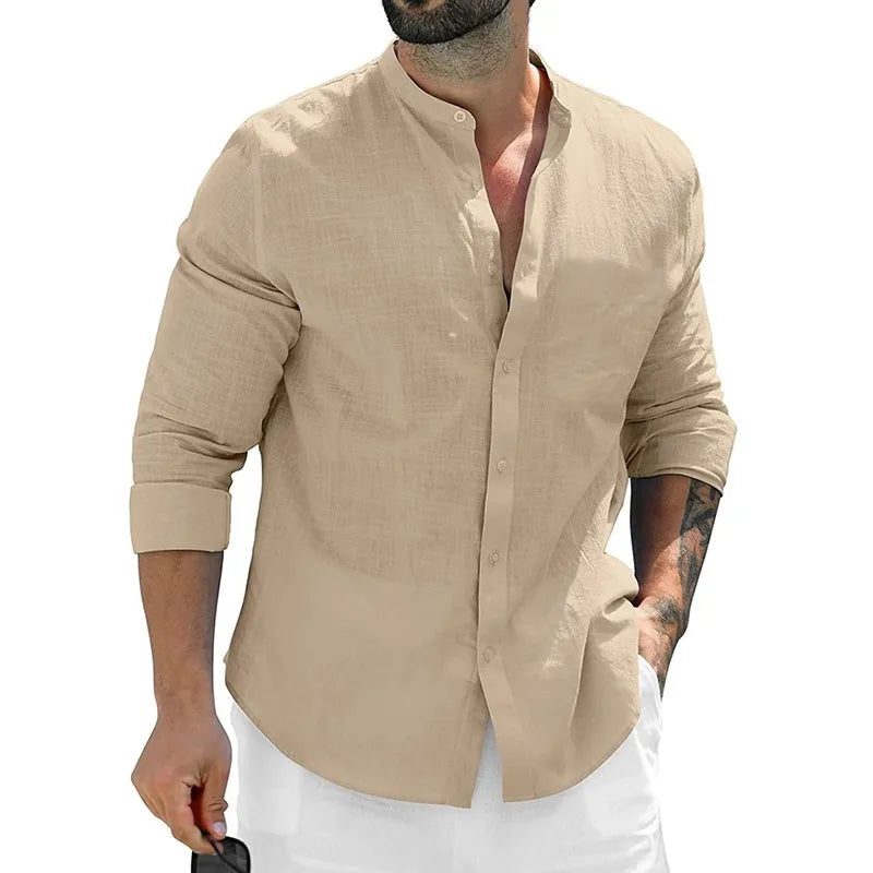 Men's Henley Shirt Breathable