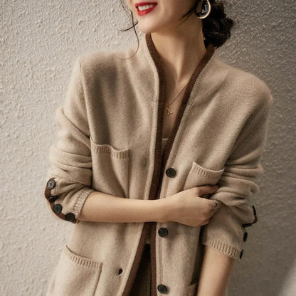 Women's Cardigan Sweater Four Patch Pockets