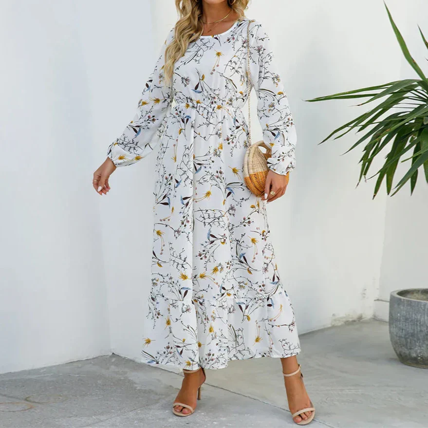 Women's Maxi Long Sleeve Floral Summer Dress