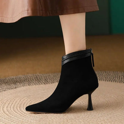 Women's Pointed Toe Ankle Boots Slim Heel
