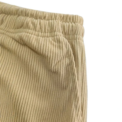 Men's Straight Leg Ribbed Pants Drawstring Waist