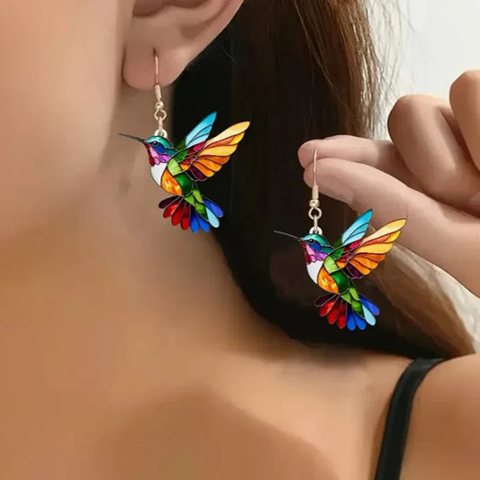 Hummingbird Prism Drop Earrings - 
Fashinoza