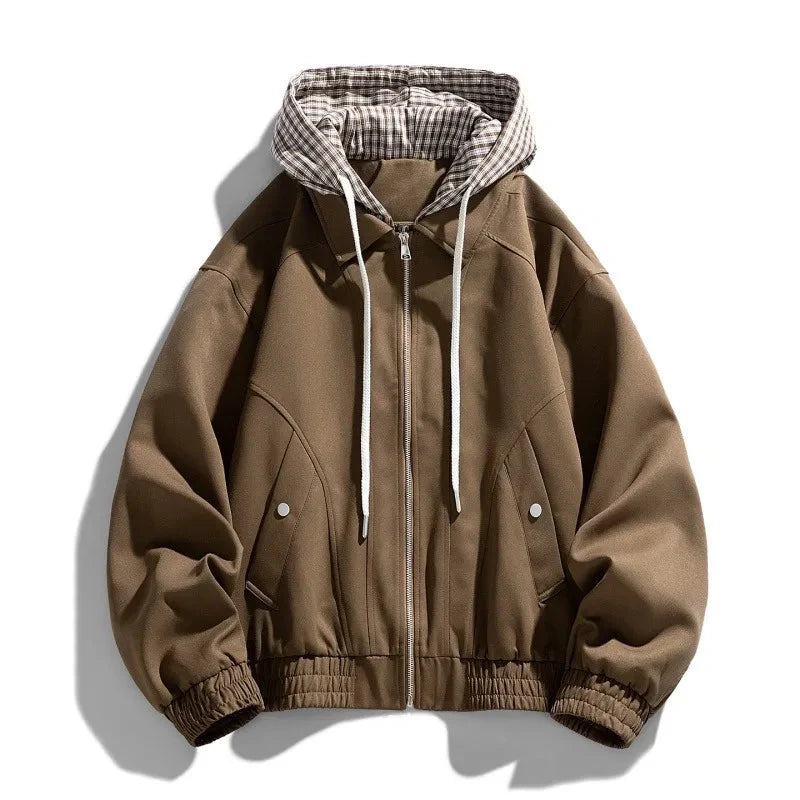 Men's Hooded Bomber Jacket Oversized Fit Casual - 
Fashinoza