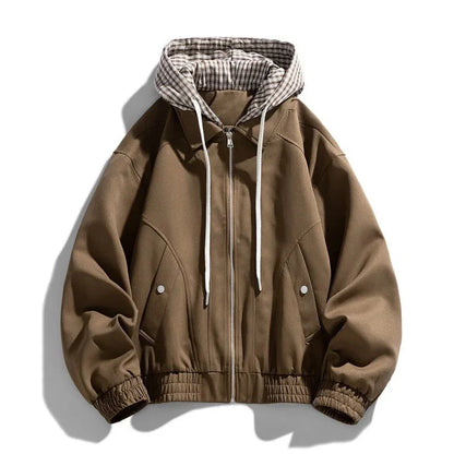 Men's Hooded Bomber Jacket Oversized Fit Casual - 
Fashinoza