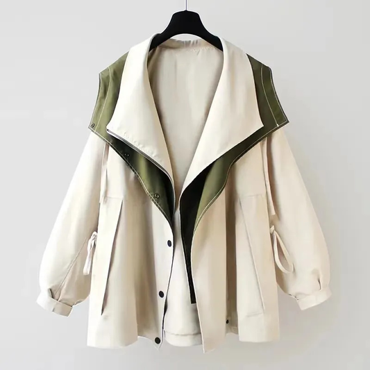 Women's Windbreaker Jacket Drawstring Waist - Fashinoza