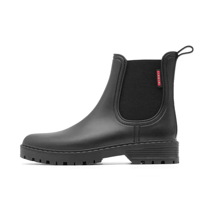 Women's Chelsea Rain Boots Waterproof Rubber Sole Black