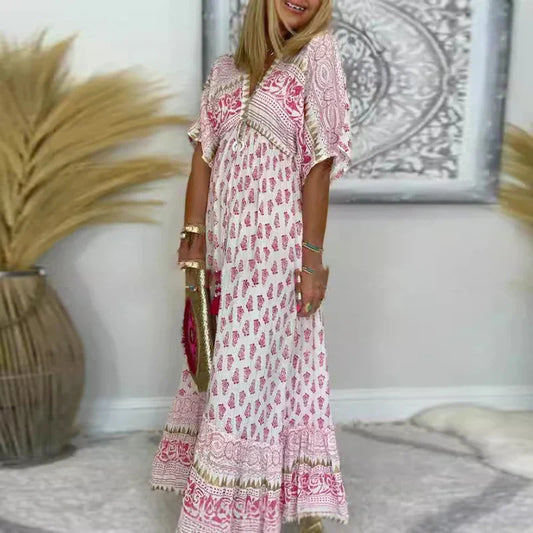 Women's Loose Fit Flowy Dress - Fashinoza