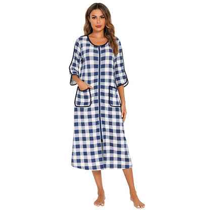 Women's Hooded Fleece Zip Up Nightdress