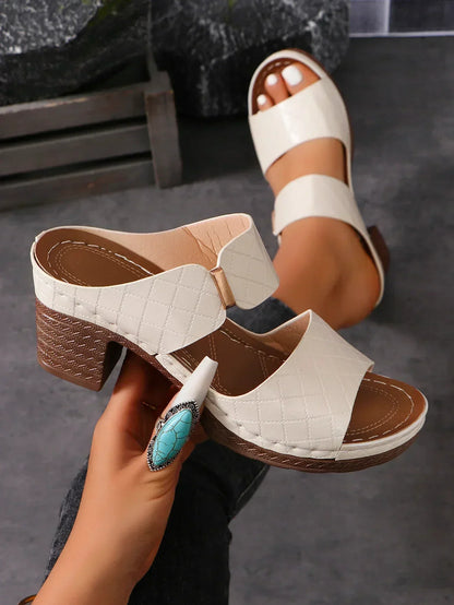 Women's Arch Support Flat Sandals Block Heel