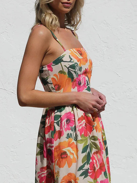 Isadora Women’s Floral Backless Slip Maxi Dress