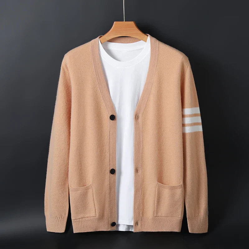 Striped Sleeve Knit Cardigan