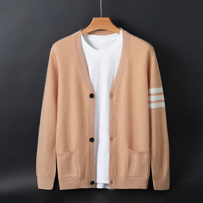 Striped Sleeve Knit Cardigan