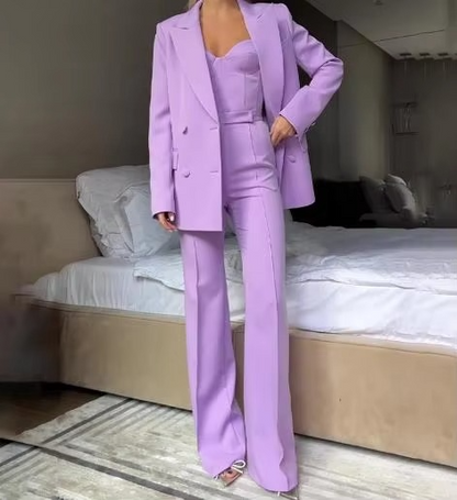 Tiffany Women's Blazer Set Corset Flare Pants