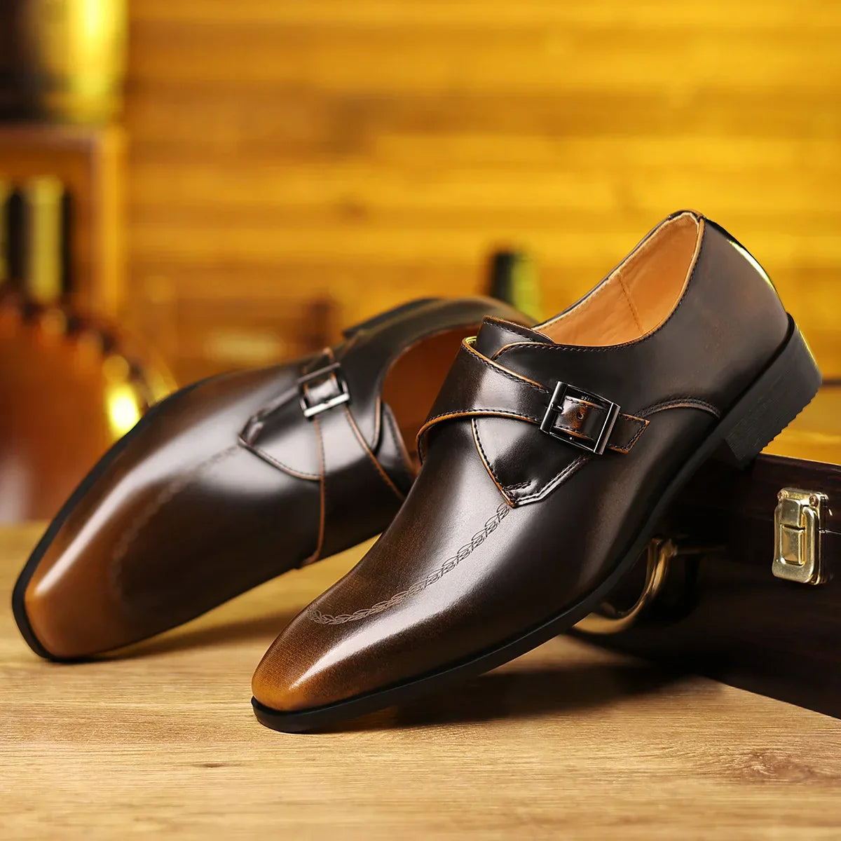 Cristiano Men's Leather Monk Strap Loafers