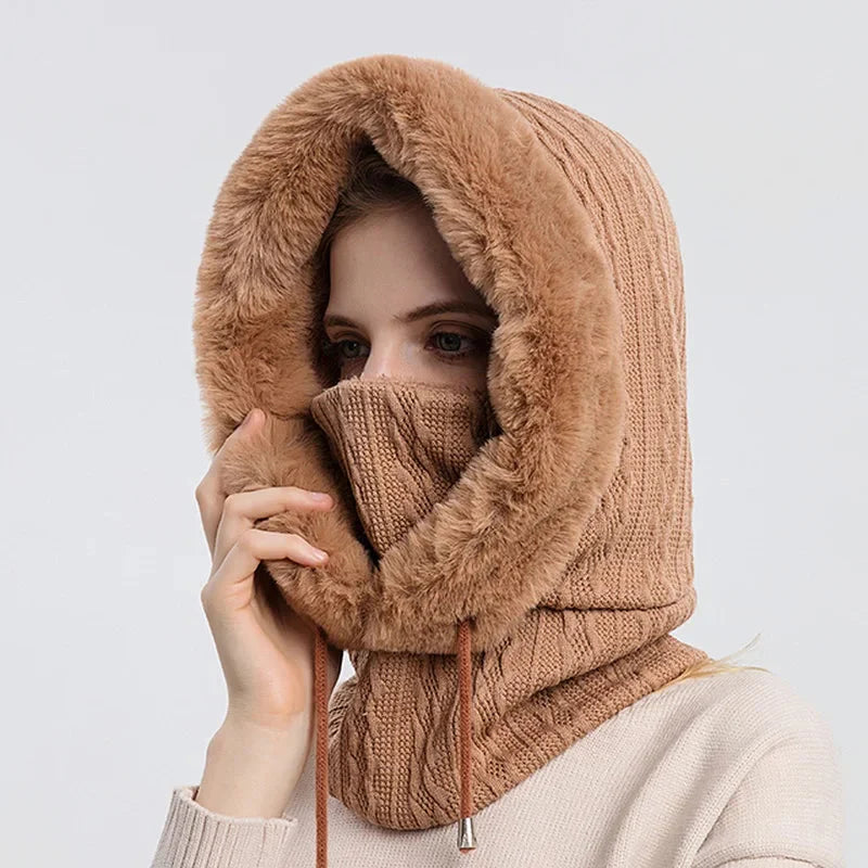"Polar Embrace" Knitted Hood Caliboot