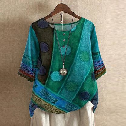 Women's Retro Print Blouse