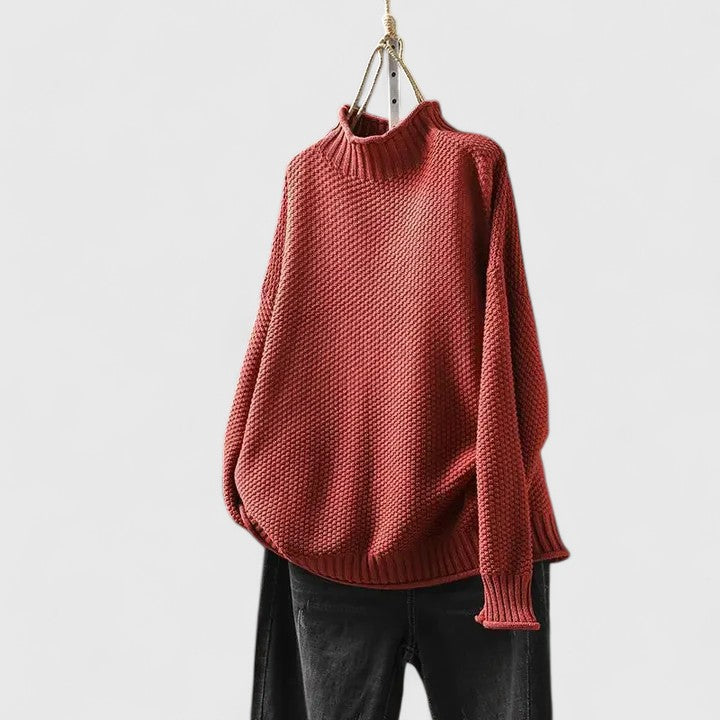 Women's High Neck Ribbed Turtleneck Sweater - Fashinoza