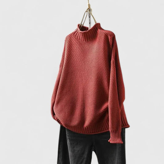 Women's High Neck Ribbed Turtleneck Sweater - Fashinoza