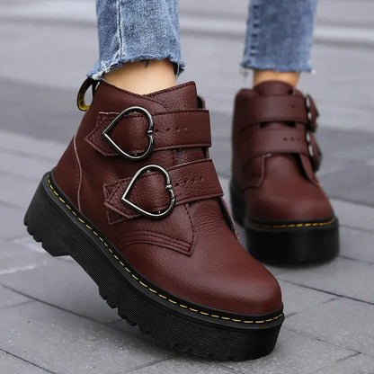 Leather Women's Platform Shoes - 
Fashinoza