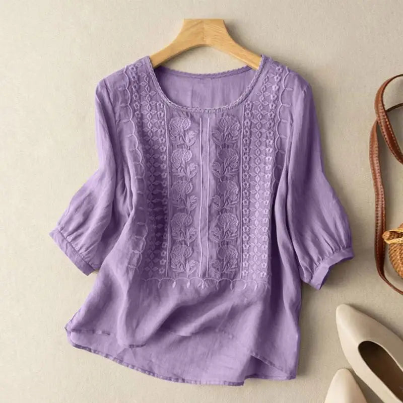 Women's Embroidered Relaxed Fit Blouse