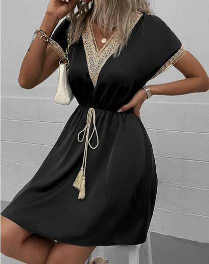 Women's V Neck Boho Flowy Dress Casual