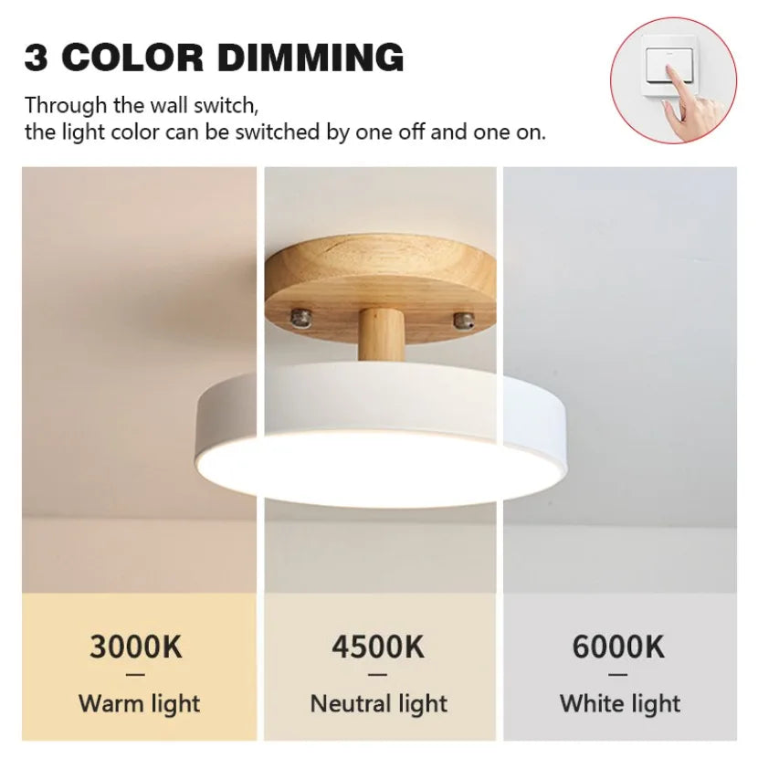 Wooden Round Ceiling Light Nordic Style