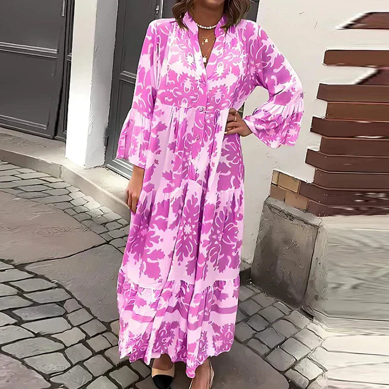 Women's Printed Maxi Dress Flowy Casual