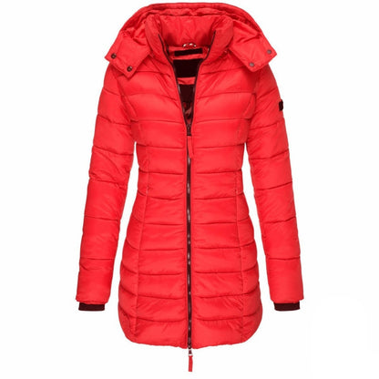 Women's Down Filled Winter Parka Coat Long Hooded Waterproof Black