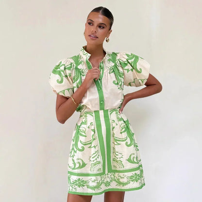Women's Floral Mini Dress Puff Sleeve
