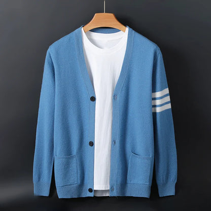 Striped Sleeve Knit Cardigan