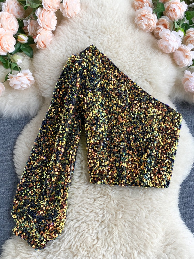 Women's Glitter One Shoulder