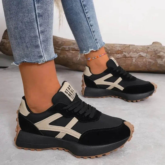Women's Lace Up Sneakers Sporty Trainers - Fashinoza