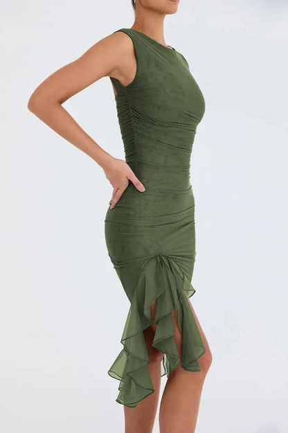 Women's Ruffle Midi Dress Elegant