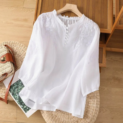 Women's Puff Sleeve Blouse Floral Detail
