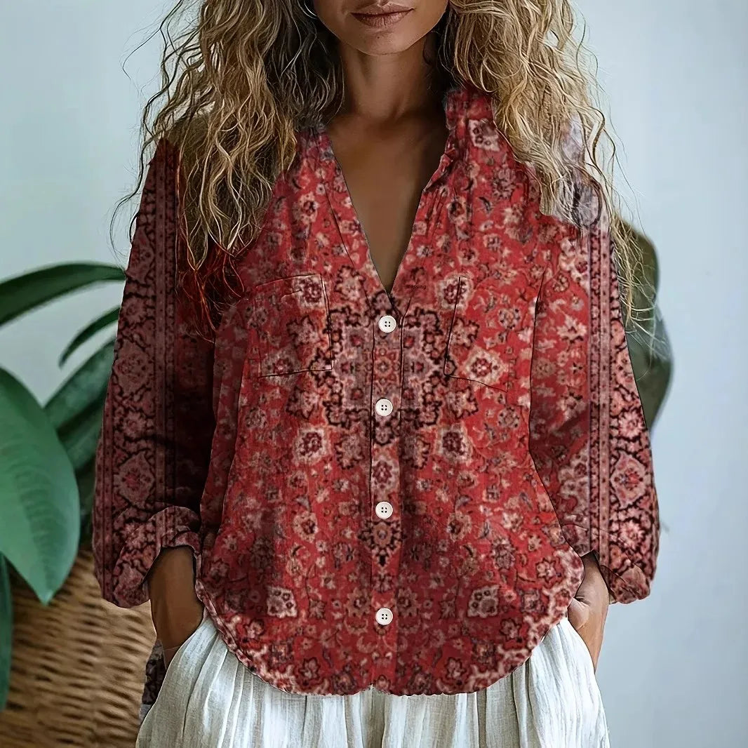 Women's Relaxed Fit Blouse Nature Print