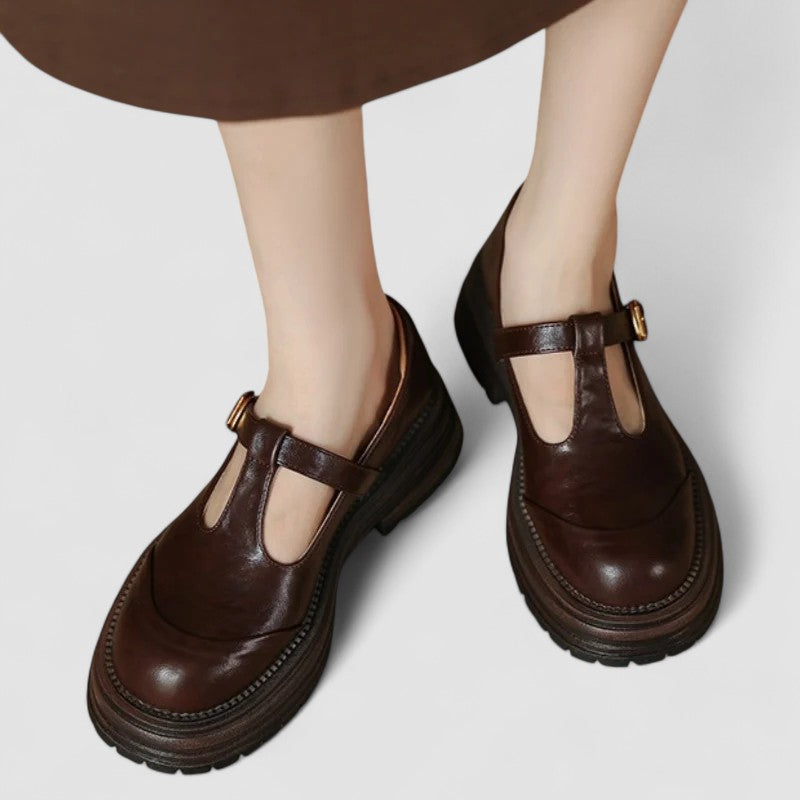 Women's Mary Jane Shoes Thick Sole Buckle Style - Fashinoza