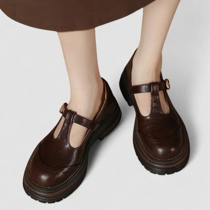 Women's Mary Jane Shoes Thick Sole Buckle Style - Fashinoza