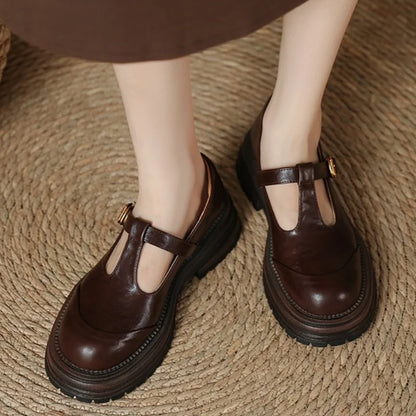 Women's T-Bar Mary Jane Round Toe Shoes Low Heel