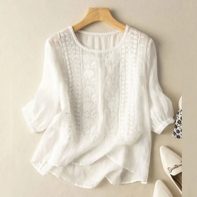 Women's Embroidered Relaxed Fit Blouse - Fashinoza
