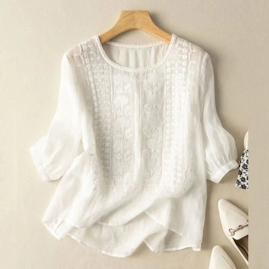 Women's Embroidered Relaxed Fit Blouse - Fashinoza