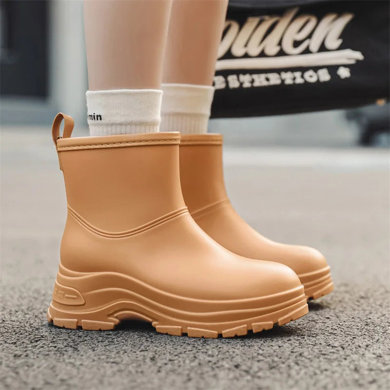Women's Waterproof Mid-Calf Boots Thick Outsole Slip-Resistant