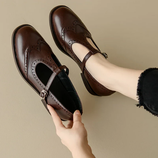 Vivian Women's Mary Jane Shoes Low Block Heel Buckle - Fashinoza