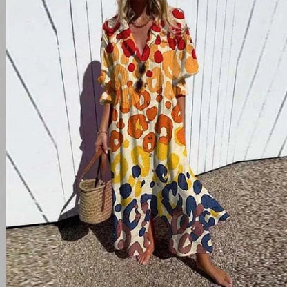 Women's Printed V-Neck Dress