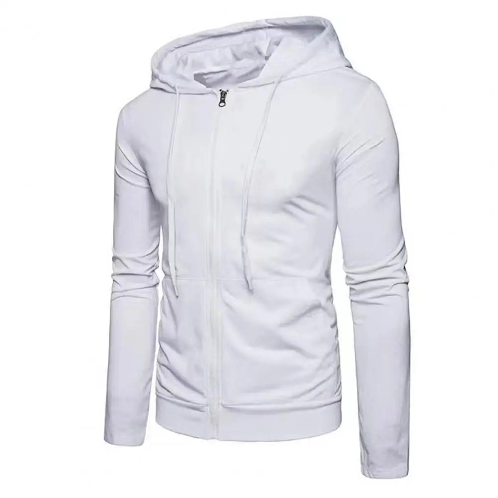 Men's Slim Fit Zip Up Sport Hoodie Adjustable Drawstring