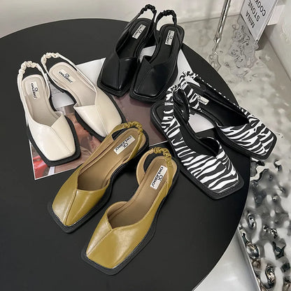 Women's Slingback Sandals Square Toe