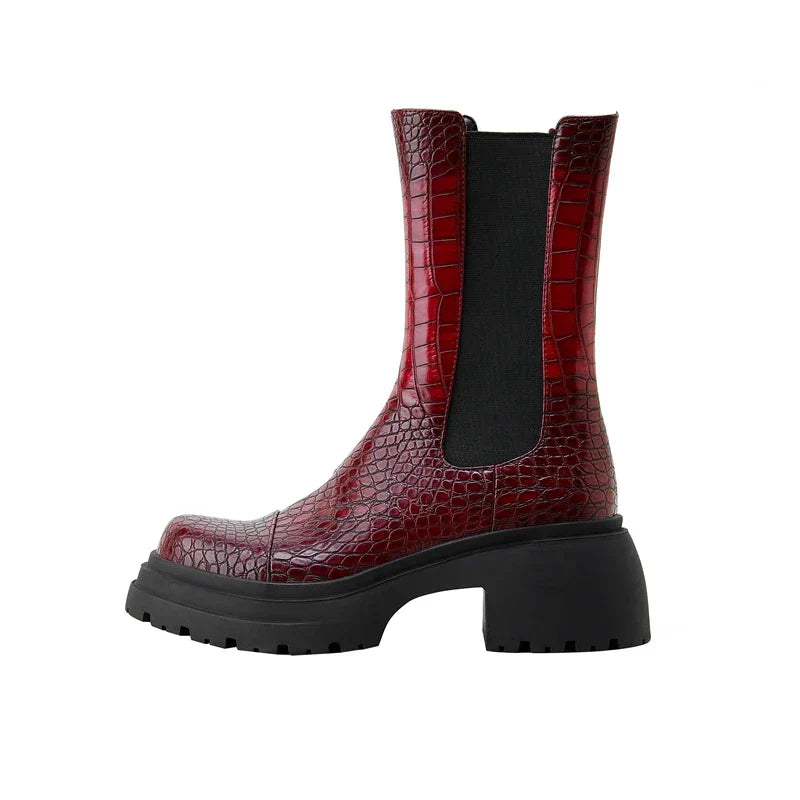 Women's Platform Boots Elastic Sides
