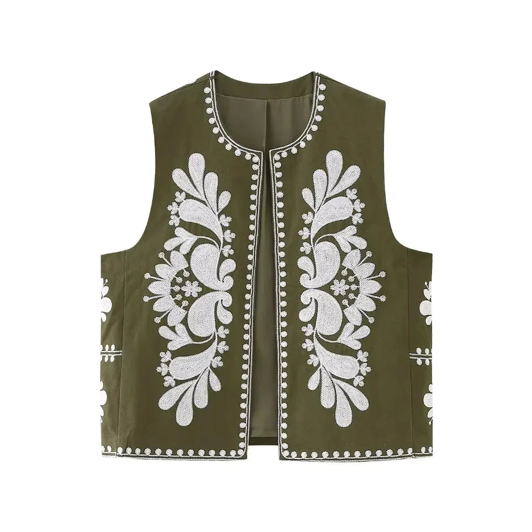 Women's Floral Vest Embroidered Sleeveless