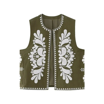 Women's Floral Vest Embroidered Sleeveless