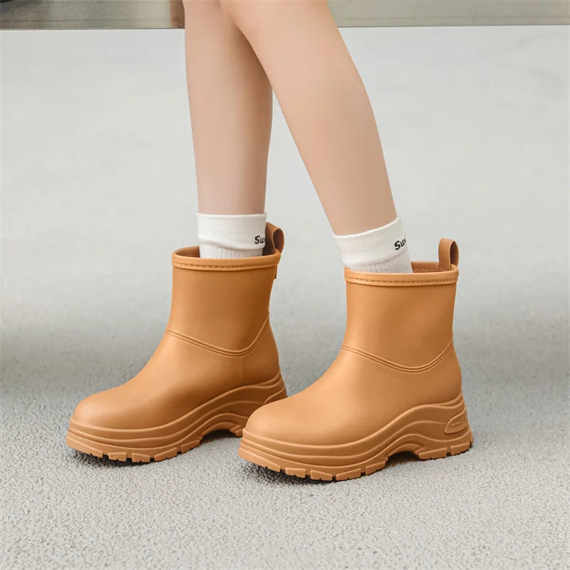 Women's Waterproof Mid-Calf Boots Thick Outsole Slip-Resistant
